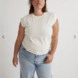 Madewell Cream Side Cinched Muscle Tank Tee Plus Size 1X